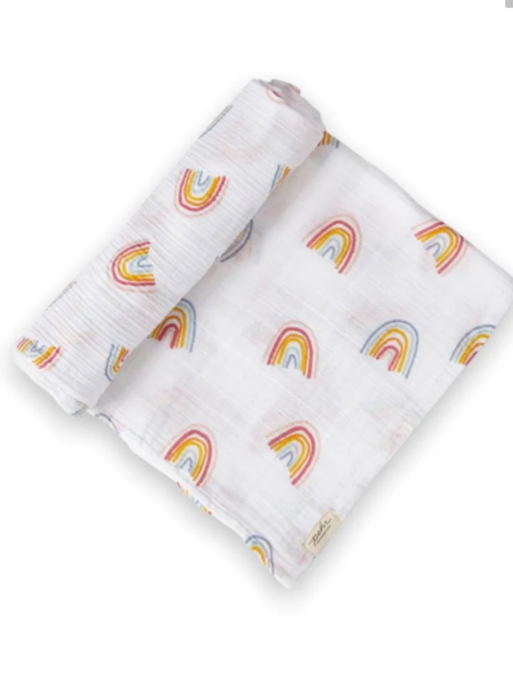 Pehr Muslin Swaddlewith Pastel Rainbow Print